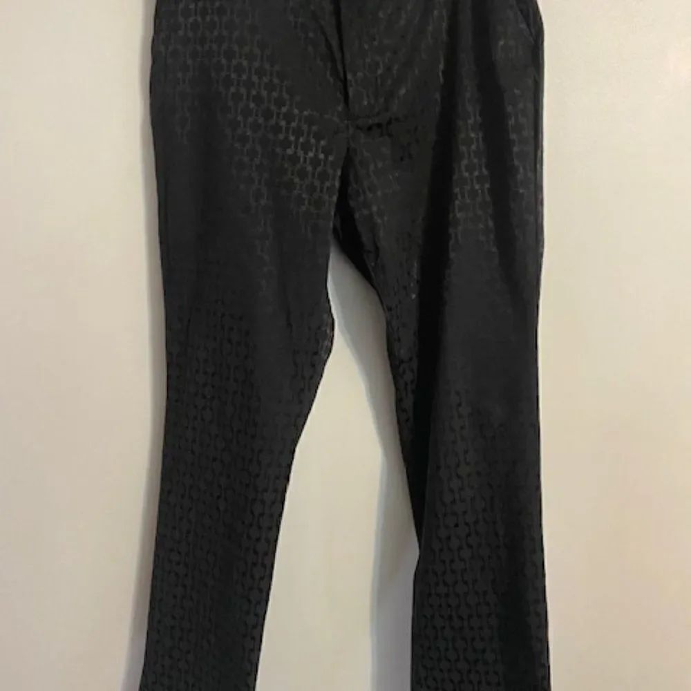 Lands' End Black printed pattern straight leg pants, size12